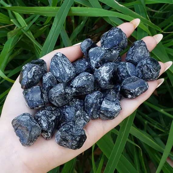 Natural Apache Tears Volcanic Obsidian Healing Crystal Gemstone Rough Stone Specimens 5pc Set
