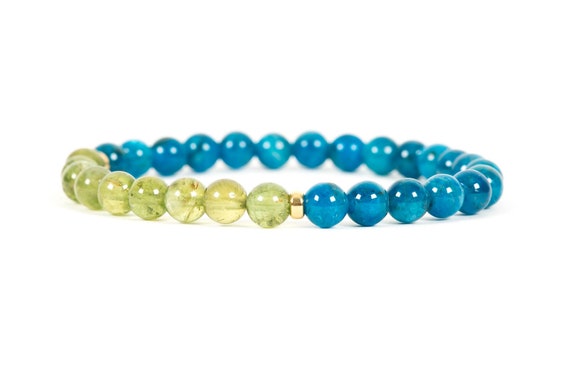 Blue Apatite Bracelet, High Quality Green Apatite Bracelet, Stacking Bracelet Made With 6mm Beads, Translucent Apatite Gemstones