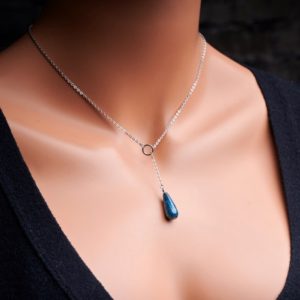 Shop Apatite Jewelry! Genuine untreated lake Blue Apatite gemstone teardrop pendant. Natural Appetite 20mm teardrop drop delicate pendant on stainless steel chain | Natural genuine Apatite jewelry. Buy crystal jewelry, handmade handcrafted artisan jewelry for women.  Unique handmade gift ideas. #jewelry #beadedjewelry #beadedjewelry #gift #shopping #handmadejewelry #fashion #style #product #jewelry #affiliate #ad