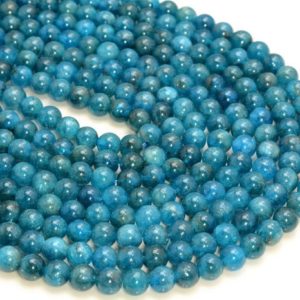 Shop Apatite Round Beads! 6mm Deep Blue Apatite Gemstone Grade AAA Round Loose Beads 15 inch Full Strand (90183604-373) | Natural genuine round Apatite beads for beading and jewelry making.  #jewelry #beads #beadedjewelry #diyjewelry #jewelrymaking #beadstore #beading #affiliate #ad