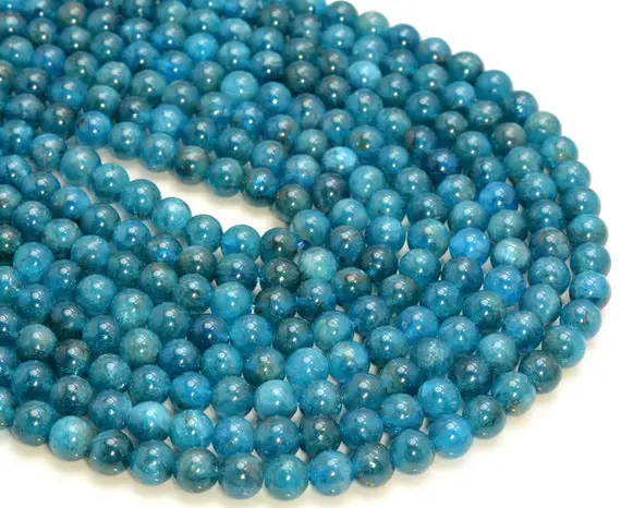 6mm Deep Blue Apatite Gemstone Grade Aaa Round Loose Beads 15 Inch Full Strand (90183604-373)