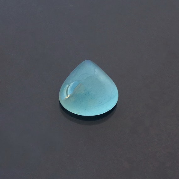 Natural Blue Aquamarine Pear Cut Loose Cabochon Gemstone, Milky Clarity, 13.58ct, 16mm