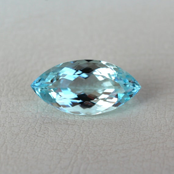 Natural Aquamarine Loose Gemstone, Marquise Cut, Light Blue Colour - 18.69x9.39mm, 6.56ct