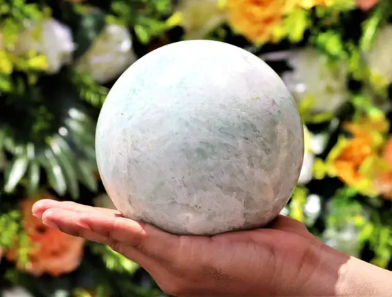 125mm Blue Aragonite Crystal Ball Chakra Aragonite Healing Sphere Meditation Spiritual Crystal Decor Gemstone Witchcraft Anxiety Relief Gift