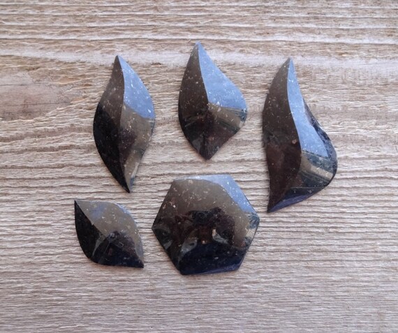 Pyroxenite With Astrophyllite Faceted Cabochon, Rare Natural Gemstone Cabochon