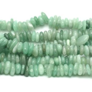 Shop Aventurine Chip & Nugget Beads! Fil 39cm 130pc environ – Perles Pierre Aventurine Chips Palets Rondelles 7-12mm vert clair | Natural genuine chip Aventurine beads for beading and jewelry making.  #jewelry #beads #beadedjewelry #diyjewelry #jewelrymaking #beadstore #beading #affiliate #ad