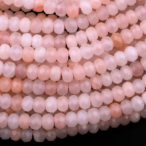 Aaa Natural Peach Aventurine Faceted Rondelle Beads 6mm 8mm Icy Soft Pastel Pink Peach Gemstone 15.5" Strand