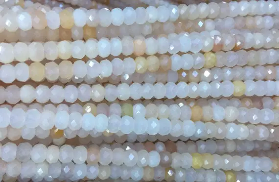 Light Peach Aventurine Faceted Rondelle Beads - Natural Stone Beads -4x6mm Abacus Beads - Jewelry Making Beads - Natural Stone Beads