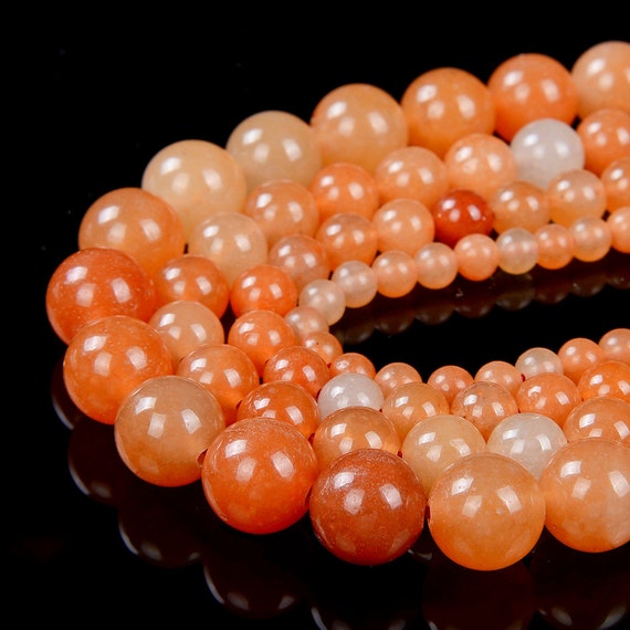 10 Strands 6mm Orange Aventurine Gemstone Round Loose Beads 15.5 Inch Full Strand Bulk Lot (90184140-355 X10)