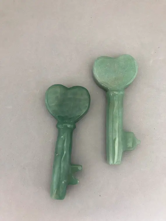 Green Aventurine Key Carving (4" Long) For Unlocking Opportunities, Connecting To Hecate, Good Luck, Good Fortune, Abundance, Ganesha