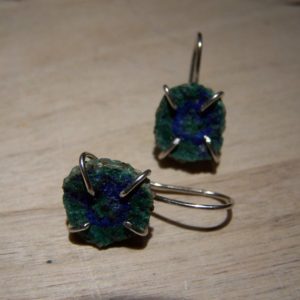 Shop Azurite Earrings! Azurite Geode,sterling silver earrings | Natural genuine Azurite earrings. Buy crystal jewelry, handmade handcrafted artisan jewelry for women.  Unique handmade gift ideas. #jewelry #beadedearrings #beadedjewelry #gift #shopping #handmadejewelry #fashion #style #product #earrings #affiliate #ad