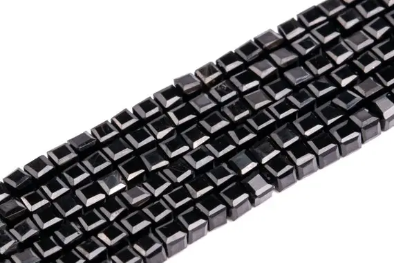 Genuine Natural Black Tourmaline Loose Beads Grade Aa Cube Shape 2x2mm