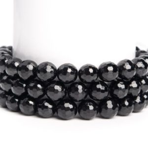 Shop Black Tourmaline Faceted Beads! Natural Black Tourmaline Gemstone Grade AAA Micro Faceted Round 6mm 8mm Loose Beads | Natural genuine faceted Black Tourmaline beads for beading and jewelry making.  #jewelry #beads #beadedjewelry #diyjewelry #jewelrymaking #beadstore #beading #affiliate #ad