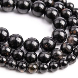 Shop Black Tourmaline Round Beads! Genuine Natural Black Tourmaline Loose Beads Grade A+ Round Shape 6mm 8mm 10mm | Natural genuine round Black Tourmaline beads for beading and jewelry making.  #jewelry #beads #beadedjewelry #diyjewelry #jewelrymaking #beadstore #beading #affiliate #ad
