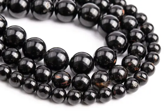 Genuine Natural Black Tourmaline Loose Beads Grade Aa Round Shape 6-7mm 7-8mm 10mm