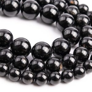 Shop Black Tourmaline Round Beads! Genuine Natural Black Tourmaline Loose Beads Grade AA+ Round Shape 6mm 8mm 10mm | Natural genuine round Black Tourmaline beads for beading and jewelry making.  #jewelry #beads #beadedjewelry #diyjewelry #jewelrymaking #beadstore #beading #affiliate #ad