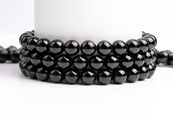 Natural Black Tourmaline Gemstone Grade Aaa Round 3mm 4mm 5mm 6mm 8mm 10mm Loose Beads