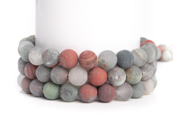 Natural Matte Gray & Red Blood Stone Gemstone Grade A Round 4mm 6mm 8mm 10mm 15mm Loose Beads