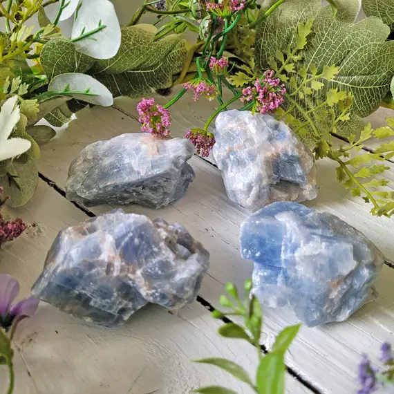 Rough Blue Calcite Crystal Specimen, Ethically Sourced