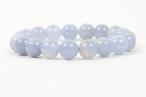 Blue Chalcedony Gemstone Stretch Bracelet, Handmade Jewelry, Unique-gift-for-wife, Handmade Gemstone Jewelry
