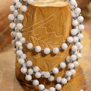 Shop Blue Lace Agate Necklaces! Blue Lace Agate Mala • AAA • Knotted Mala • Blue Lace Agate Necklace • Blue Lace Agate Prayer Beads • Blue Lace Mala Beads • 7.5mm • 2981 | Natural genuine Blue Lace Agate necklaces. Buy crystal jewelry, handmade handcrafted artisan jewelry for women.  Unique handmade gift ideas. #jewelry #beadednecklaces #beadedjewelry #gift #shopping #handmadejewelry #fashion #style #product #necklaces #affiliate #ad