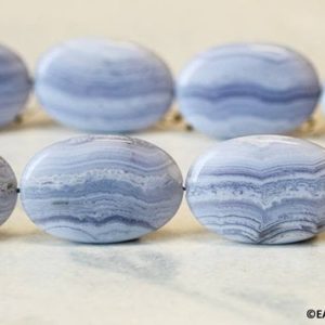 Shop Blue Lace Agate Bead Shapes! XL/ Blue Lace Agate 23x37mm/ 20x30mm Flat Oval Beads 15.5 inches long Beautiful Banded Agate Large Size Flat Oval For Crafts Jewelry Making | Natural genuine other-shape Blue Lace Agate beads for beading and jewelry making.  #jewelry #beads #beadedjewelry #diyjewelry #jewelrymaking #beadstore #beading #affiliate #ad