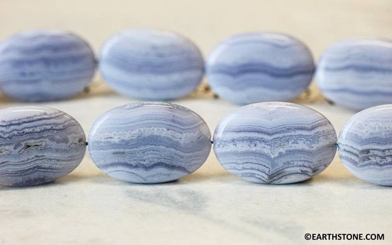 Xl/ Blue Lace Agate 23x37mm/ 20x30mm Flat Oval Beads 15.5" Strand Natural Agate Gemstone Beads For Jewelry Making