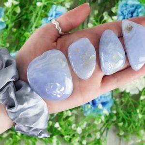 Shop Tumbled Blue Lace Agate Crystals & Pocket Stones! Blue Lace Agate Large Tumbled Stone – B Grade | Natural genuine stones & crystals in various shapes & sizes. Buy raw cut, tumbled, or polished gemstones for making jewelry or crystal healing energy vibration raising reiki stones. #crystals #gemstones #crystalhealing #crystalsandgemstones #energyhealing #affiliate #ad