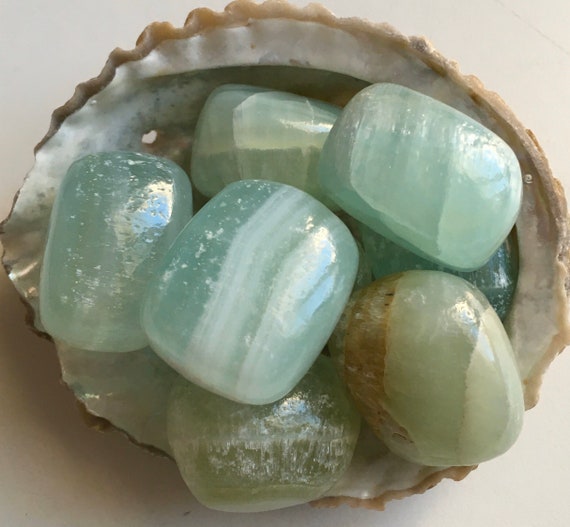Green Pistachio Calcite Healing Stone, Tumbled Stone, Healing Crystals And Stones, Chakra Stones, Spiritual Stone