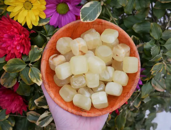 Lemon Calcite Tumbled Stones - Polished Stones - Calcite From Pakistan - Crystals For Bowls - Crystals For Energy  - Stones For Friendship
