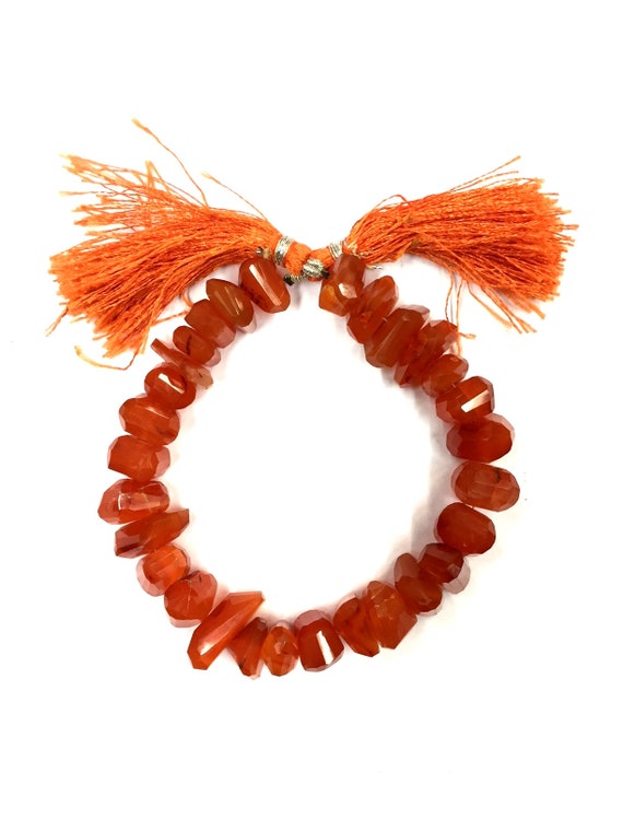 Natural Stone Carnelian Faceted Nugget Beads 10mm Gemstone Beads 8" Strand