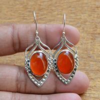 Natural Carnelian Earrings, Sterling Silver Earrings, Carnelian 12×16 Mm Oval Gemstone Earrings, Silver Earrings, Womens Earrings, Gift | Natural genuine Gemstone jewelry. Buy crystal jewelry, handmade handcrafted artisan jewelry for women.  Unique handmade gift ideas. #jewelry #beadedjewelry #beadedjewelry #gift #shopping #handmadejewelry #fashion #style #product #jewelry #affiliate #ad