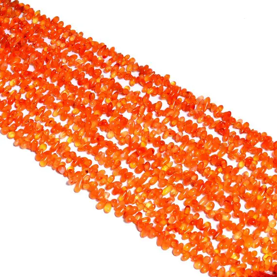 Natural Carnelian Smooth Teardrop Briolette Side Drill Beads | 4x6mm Beads 13" Strand | Orange Carnelian Semi Precious Gemstone Drops Beads