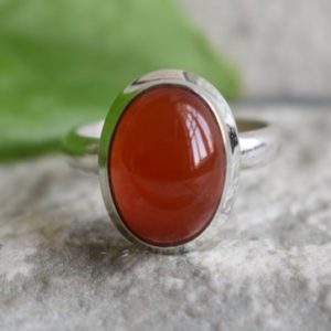 Shop Carnelian Rings! 925 silver orange carnelian ring-carnelian ring-orange carnelian ring-oval shape carnelian ring-gemstone ring-carnelian ring | Natural genuine Carnelian rings, simple unique handcrafted gemstone rings. #rings #jewelry #shopping #gift #handmade #fashion #style #affiliate #ad