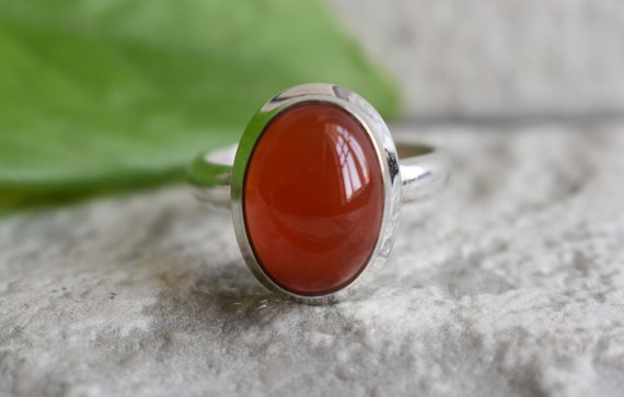 925 Silver Orange Carnelian Ring-carnelian Ring-orange Carnelian Ring-oval Shape Carnelian Ring-gemstone Ring-carnelian Ring