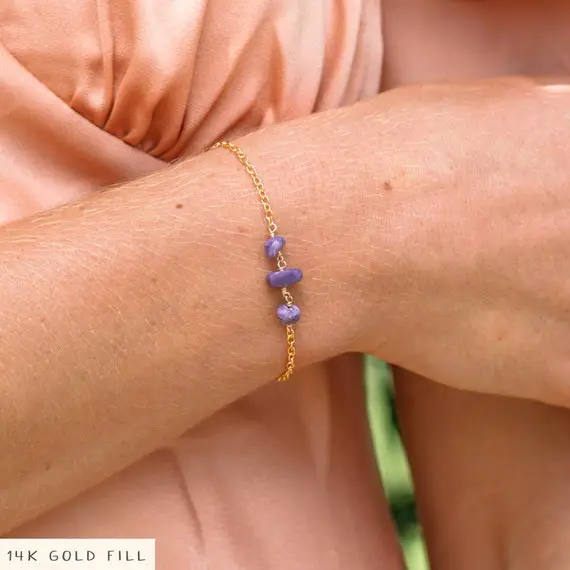 Charoite Purple Gemstone 3 Bead Rosary Bracelet - Dainty Bracelet Handmade With Natural Minerals - Real Crystal Bracelet Gift For Women