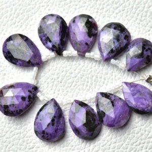 Shop Charoite Bead Shapes! Natural Charoite Pear Beads 11x15mm to 13x18mm Faceted Pear Briolettes Gemstone Beads Necklace Superb Charoite Beads Strand – 10 Pcs No5722 | Natural genuine other-shape Charoite beads for beading and jewelry making.  #jewelry #beads #beadedjewelry #diyjewelry #jewelrymaking #beadstore #beading #affiliate #ad