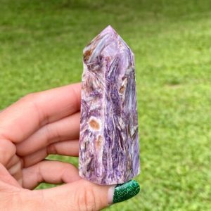 Charoite Tower, Charoite Point, Charoite Crystal, Natural Polished Charoite, Pillar, Obelisk, Points, Charoite Wand | Natural genuine stones & crystals in various shapes & sizes. Buy raw cut, tumbled, or polished gemstones for making jewelry or crystal healing energy vibration raising reiki stones. #crystals #gemstones #crystalhealing #crystalsandgemstones #energyhealing #affiliate #ad