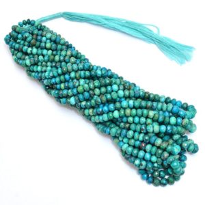Shop Chrysocolla Faceted Beads! Natural AAA+ Chrysocolla Gemstone 5mm-7mm Faceted Rondelle Beads | Chrysocolla Semi Precious Gemstone Rondelle Loose Beads | 16inch Strand | Natural genuine faceted Chrysocolla beads for beading and jewelry making.  #jewelry #beads #beadedjewelry #diyjewelry #jewelrymaking #beadstore #beading #affiliate #ad