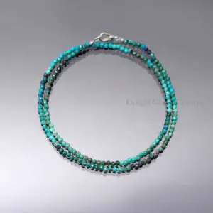 Shop Chrysocolla Jewelry! Natural Chrysocolla Beaded Necklace 3 mm Blue-Green Chrysocolla Micro Faceted Round Beads Necklace, Chrysocolla Gemstone Minimalist Necklace | Natural genuine Chrysocolla jewelry. Buy crystal jewelry, handmade handcrafted artisan jewelry for women.  Unique handmade gift ideas. #jewelry #beadedjewelry #beadedjewelry #gift #shopping #handmadejewelry #fashion #style #product #jewelry #affiliate #ad