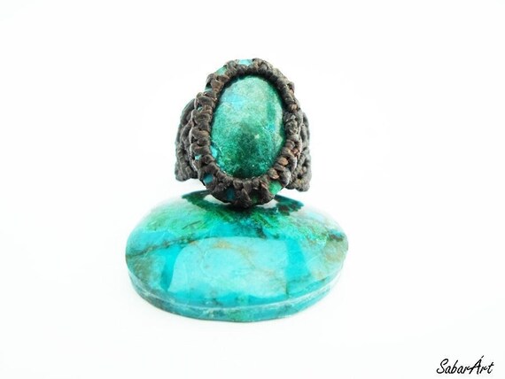 Chrysocolla Ring, Turquoise Ring, Chrysocolla Jewellery, Chrysocolla Jewelry, Calming Stone, Gift For Her, Healing Stone, Yoga Lovers