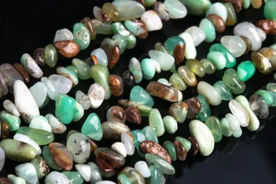 Genuine Natural Chrysoprase / Australian Jade Loose Beads Grade Aaa Pebble Chips Shape  4-10mm