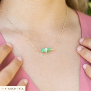Shop Chrysoprase Necklaces! Chrysoprase crystal chip bead necklace. May birthstone beaded jewellery. Green genuine gemstone handmade jewellery with natural minerals. | Natural genuine Chrysoprase necklaces. Buy crystal jewelry, handmade handcrafted artisan jewelry for women.  Unique handmade gift ideas. #jewelry #beadednecklaces #beadedjewelry #gift #shopping #handmadejewelry #fashion #style #product #necklaces #affiliate #ad