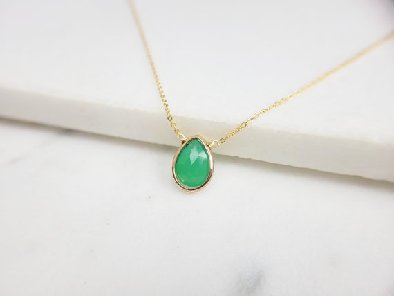 Chrysoprase Necklace, Gemstone Necklace / Handmade Jewelry / Necklaces For Women, Simple Gold Necklace, Dainty Necklace, Layered Necklace