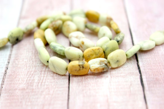 Chrysoprase Beads, Natural Lemon Chrysoprase Polished Smooth Flat Rectangle Gemstones Beads - Pg116