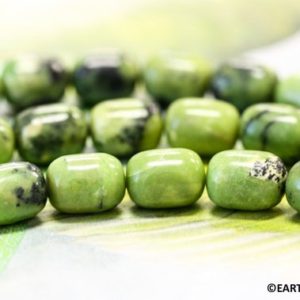 Shop Chrysoprase Bead Shapes! M/ Chrysoprase 9x12mm Barrel Oval Beads 16" strand Natural Bright Green with black matrix gemstone beads For jewelry making | Natural genuine other-shape Chrysoprase beads for beading and jewelry making.  #jewelry #beads #beadedjewelry #diyjewelry #jewelrymaking #beadstore #beading #affiliate #ad