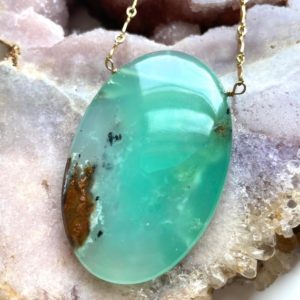 Shop Chrysoprase Pendants! Extra Large Chrysoprase Pendant Necklace, Boho Necklace, Statement Necklace, Gift For Women | Natural genuine Chrysoprase pendants. Buy crystal jewelry, handmade handcrafted artisan jewelry for women.  Unique handmade gift ideas. #jewelry #beadedpendants #beadedjewelry #gift #shopping #handmadejewelry #fashion #style #product #pendants #affiliate #ad