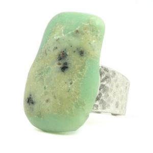 Shop Chrysoprase Rings! Chrysoprase Ring Big Chunk of Refreshing Green Healing Energy | Natural genuine Chrysoprase rings, simple unique handcrafted gemstone rings. #rings #jewelry #shopping #gift #handmade #fashion #style #affiliate #ad