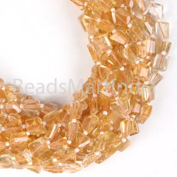 Citrine Faceted Nugget Fancy Beads, 5x6-7x8 Mm Citrine  Nugget Beads, Citrine Faceted Nuggets Beads, Natural Citrine Nugget Fancy Beads