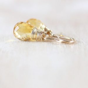 Shop Citrine Earrings! Citrine & 14Kt Gold Filled Earrings, AAA Dainty Yellow Gemstone Faceted Teardrops, Wire Wrapped Jewelry, November Birthstone Gift for Women | Natural genuine Citrine earrings. Buy crystal jewelry, handmade handcrafted artisan jewelry for women.  Unique handmade gift ideas. #jewelry #beadedearrings #beadedjewelry #gift #shopping #handmadejewelry #fashion #style #product #earrings #affiliate #ad